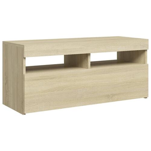Tv-bord med LED-lys 90x35x40 cm sonoma-eg
