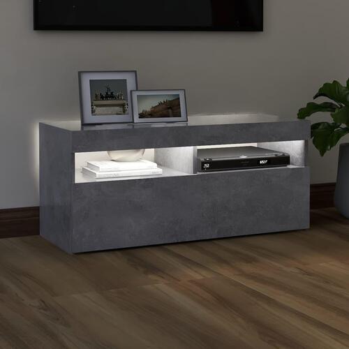 Tv-bord med LED-lys 90x35x40 cm betongrå