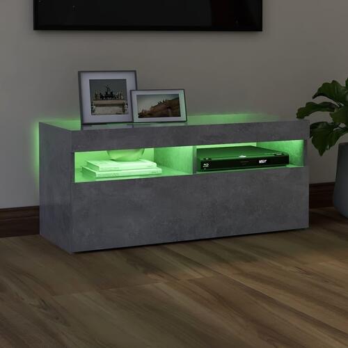 Tv-bord med LED-lys 90x35x40 cm betongrå