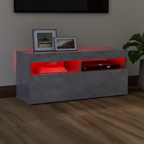 Tv-bord med LED-lys 90x35x40 cm betongrå