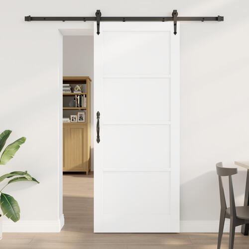 Skydedør med Hardware Sæt Hvid 86x211 cm Solid Fyrretræ, Indvendig Dør 'ORKDAL'Hvid 86x211x4 cm Solid Fyrretræ
