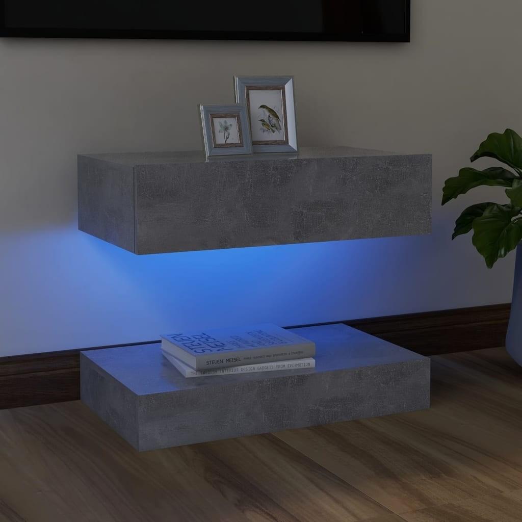 Tv-skab med LED-lamper 60x35 cm betongrå