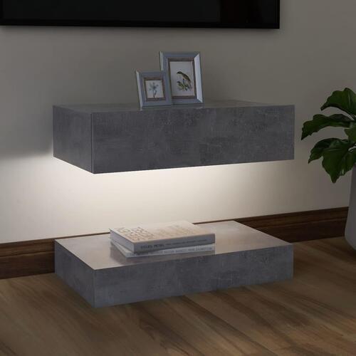 Tv-skab med LED-lamper 60x35 cm betongrå