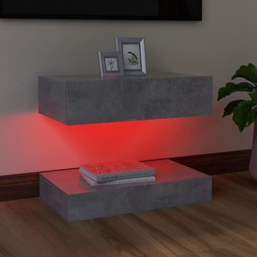 Tv-skab med LED-lamper 60x35 cm betongrå