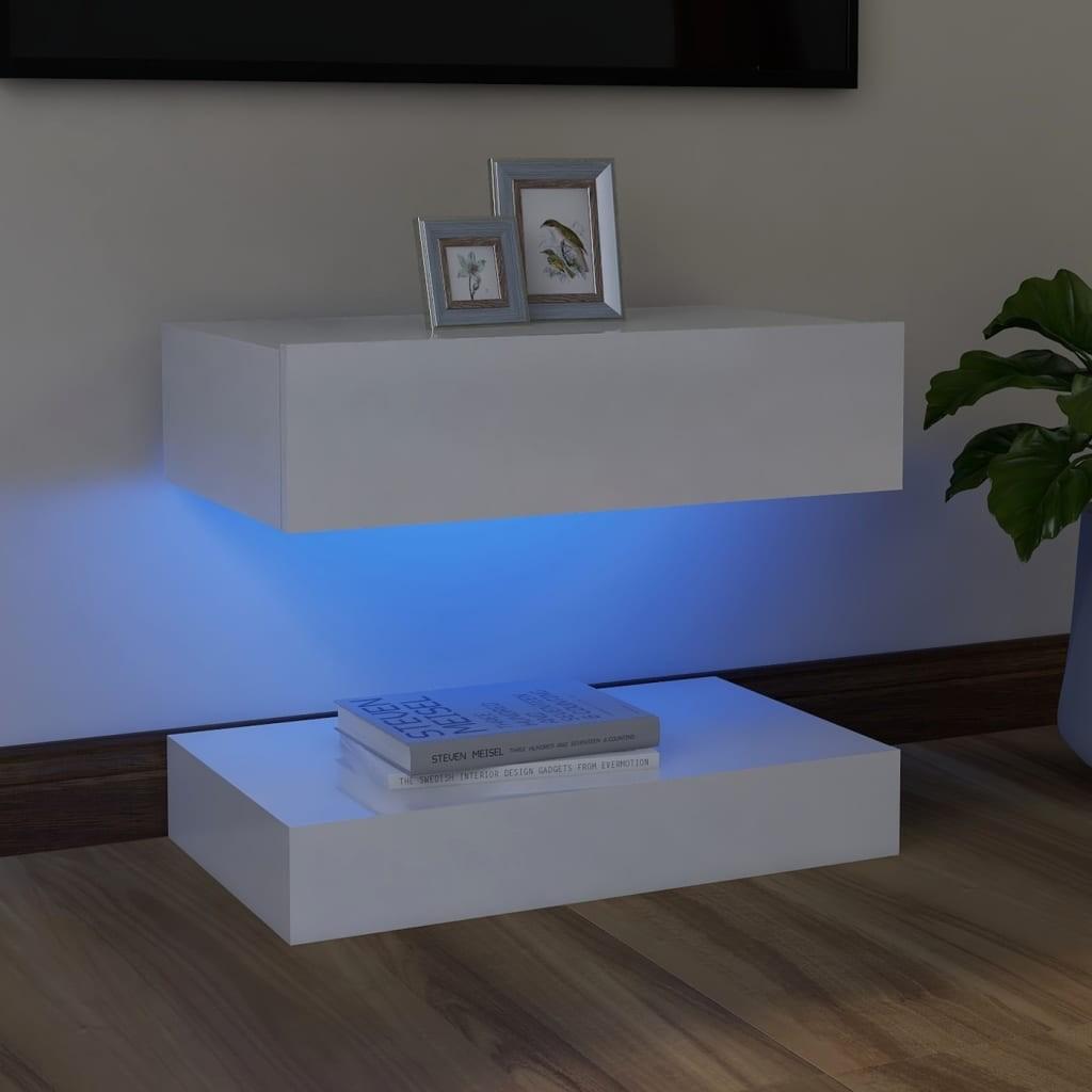Tv-skab med LED-lamper 60x35 cm hvid højglans