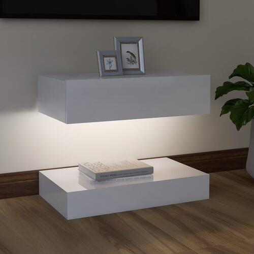 Tv-skab med LED-lamper 60x35 cm hvid højglans