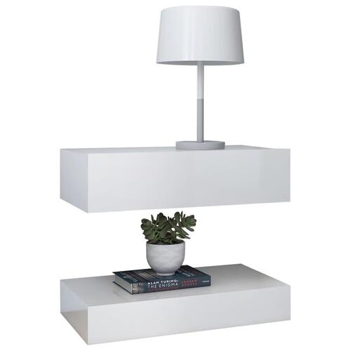 Tv-skab med LED-lamper 60x35 cm hvid højglans