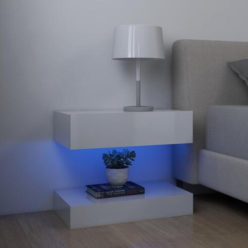 Tv-skab med LED-lamper 60x35 cm hvid højglans