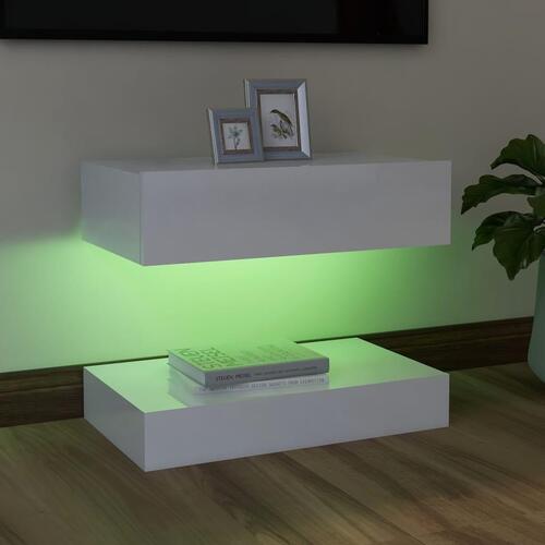 Tv-skab med LED-lamper 60x35 cm hvid højglans