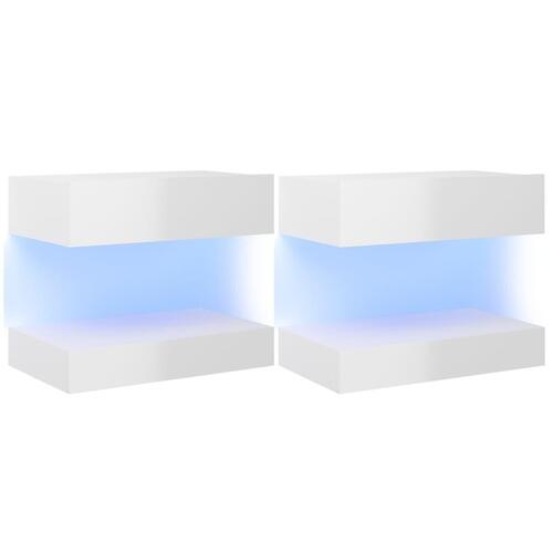 Tv-skabe med LED-lamper 2 stk. 60x35 cm hvid højglans