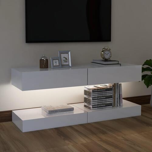 Tv-skabe med LED-lamper 2 stk. 60x35 cm hvid højglans