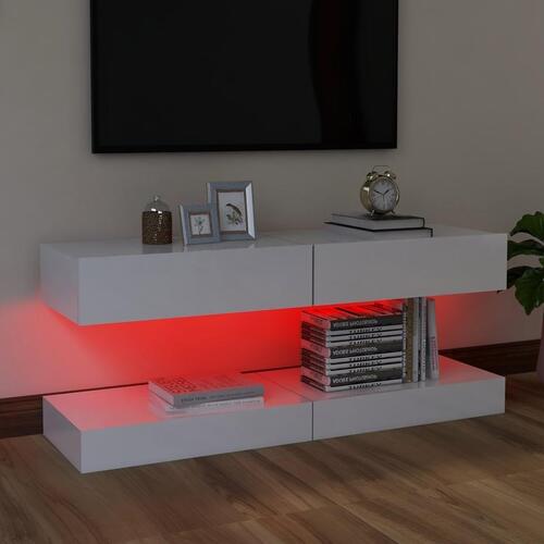Tv-skabe med LED-lamper 2 stk. 60x35 cm hvid højglans