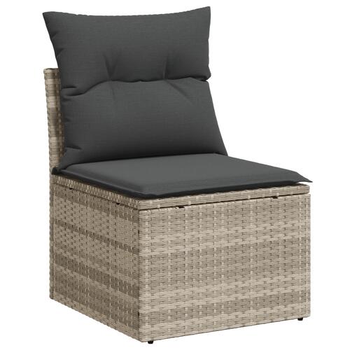 5 Piece Have Sofa Sæt Med Puder Lys Grå Poly Rattan, 2-Personers Have Sofa Med Puder Grå Poly Rattan