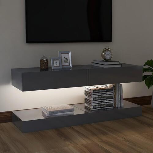 Tv-skabe med LED-lamper 2 stk. 60x35 cm grå højglans