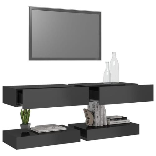 Tv-skabe med LED-lamper 2 stk. 60x35 cm grå højglans