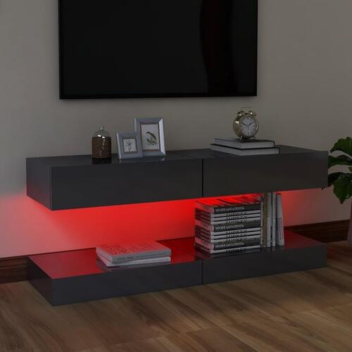 Tv-skabe med LED-lamper 2 stk. 60x35 cm grå højglans