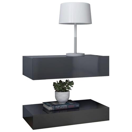Tv-skabe med LED-lamper 2 stk. 60x35 cm grå højglans