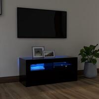 Tv-bord med LED-lys 90x35x40 cm sort
