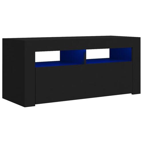 Tv-bord med LED-lys 90x35x40 cm sort