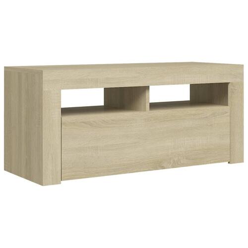 Tv-bord med LED-lys 90x35x40 cm sonoma-eg