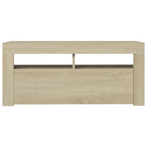 Tv-bord med LED-lys 90x35x40 cm sonoma-eg