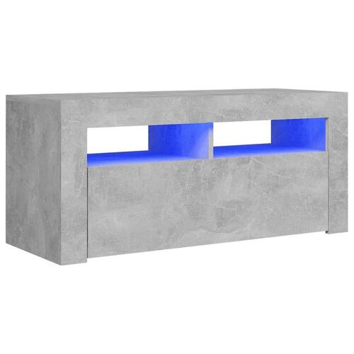 Tv-bord med LED-lys 90x35x40 cm betongrå