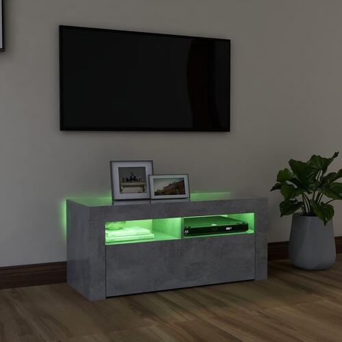 Tv-bord med LED-lys 90x35x40 cm betongrå