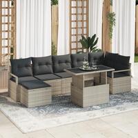 8-piece Have Sofa Sæt med Puder Lys Grå Poly Rattan, 2-personers Have Sofa med Puder Grå Poly Rattan