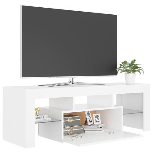 Tv-skab med LED-lys 120x35x40 cm hvid