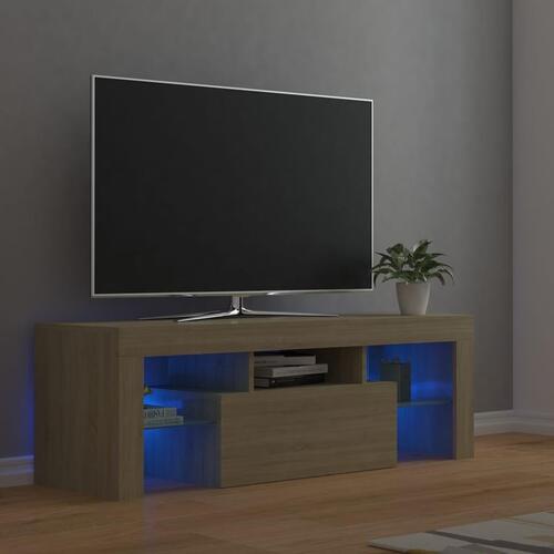 Tv-bord med LED-lys 120x35x40 cm sonoma-eg