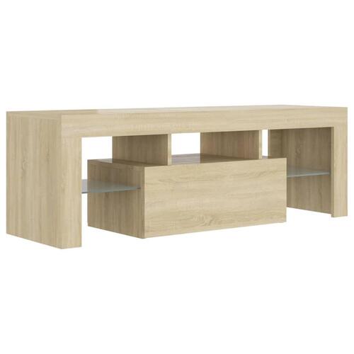 Tv-bord med LED-lys 120x35x40 cm sonoma-eg