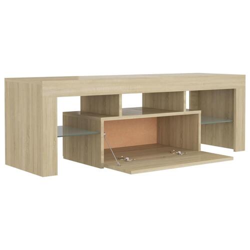 Tv-bord med LED-lys 120x35x40 cm sonoma-eg