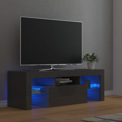 Tv-skab med LED-lys 120x35x40 cm grå højglans