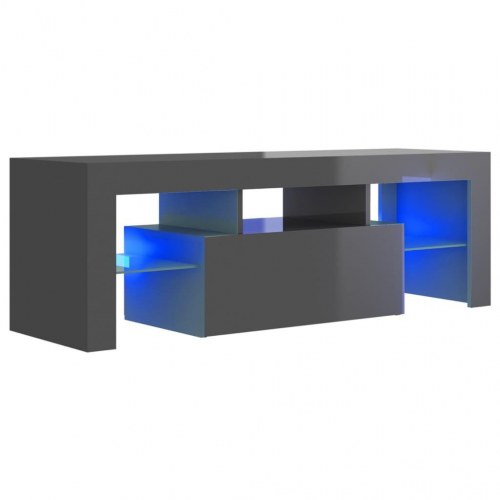Tv-skab med LED-lys 120x35x40 cm grå højglans