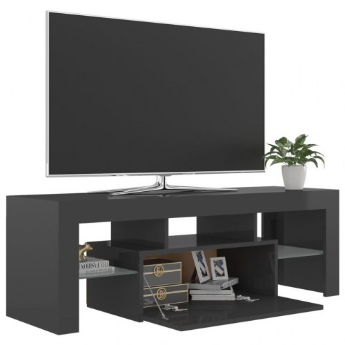 Tv-skab med LED-lys 120x35x40 cm grå højglans