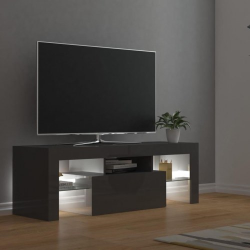 Tv-skab med LED-lys 120x35x40 cm grå højglans