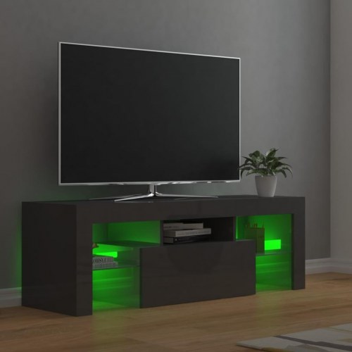 Tv-skab med LED-lys 120x35x40 cm grå højglans