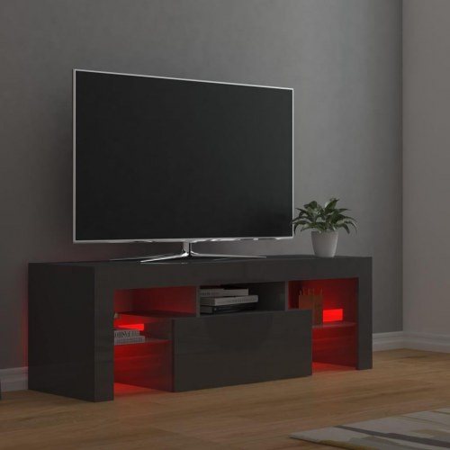 Tv-skab med LED-lys 120x35x40 cm grå højglans