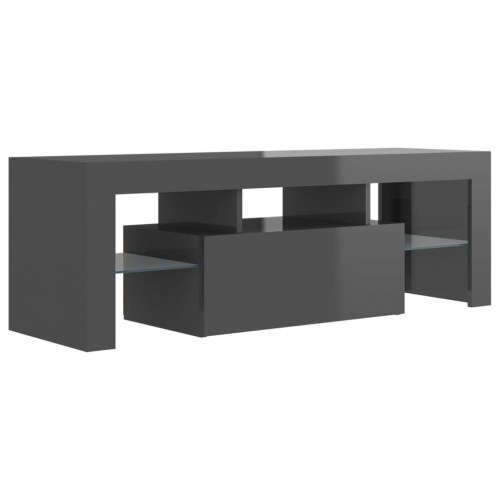 Tv-skab med LED-lys 120x35x40 cm grå højglans