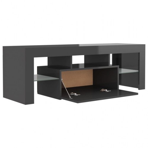 Tv-skab med LED-lys 120x35x40 cm grå højglans
