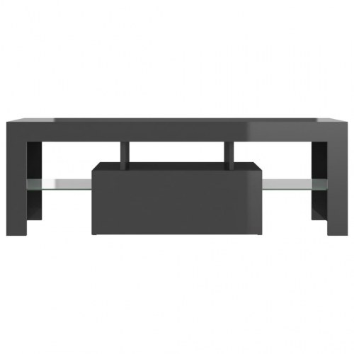 Tv-skab med LED-lys 120x35x40 cm grå højglans