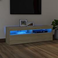 Tv-bord med LED-lys 120x35x40 cm sonoma-eg