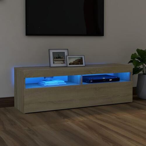 Tv-bord med LED-lys 120x35x40 cm sonoma-eg
