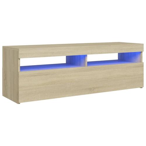 Tv-bord med LED-lys 120x35x40 cm sonoma-eg