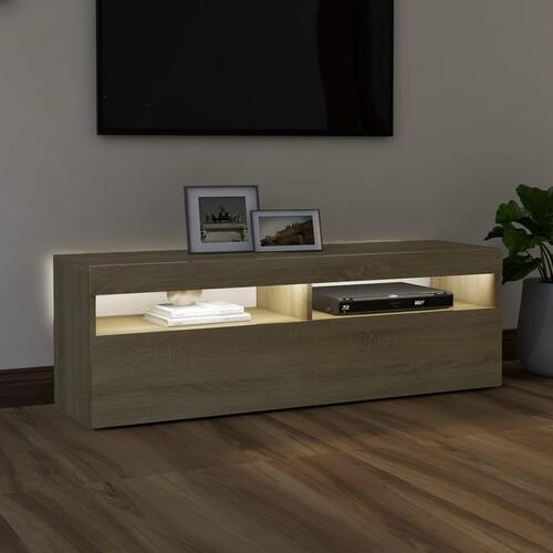 Tv-bord med LED-lys 120x35x40 cm sonoma-eg