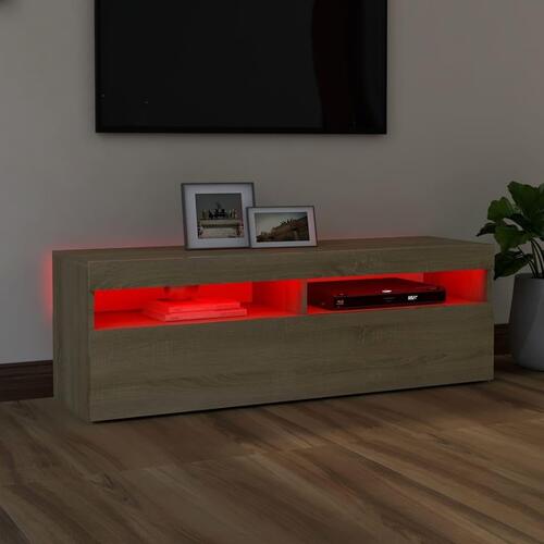 Tv-bord med LED-lys 120x35x40 cm sonoma-eg