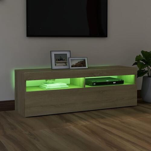 Tv-bord med LED-lys 120x35x40 cm sonoma-eg
