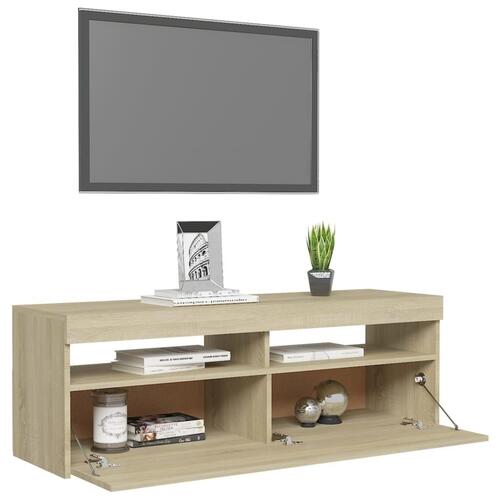 Tv-bord med LED-lys 120x35x40 cm sonoma-eg