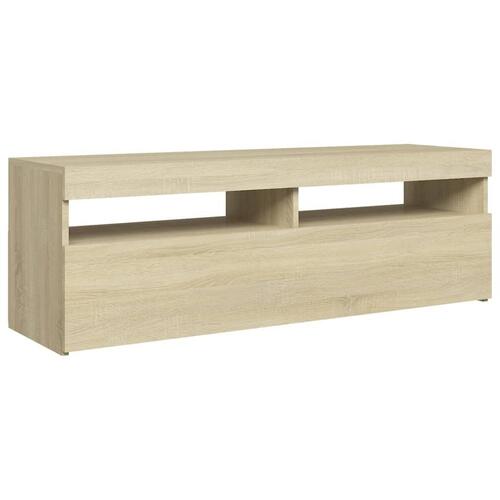 Tv-bord med LED-lys 120x35x40 cm sonoma-eg