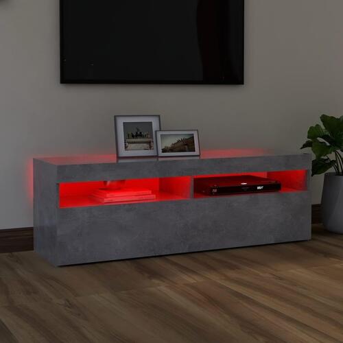 Tv-bord med LED-lys 120x35x40 cm betongrå